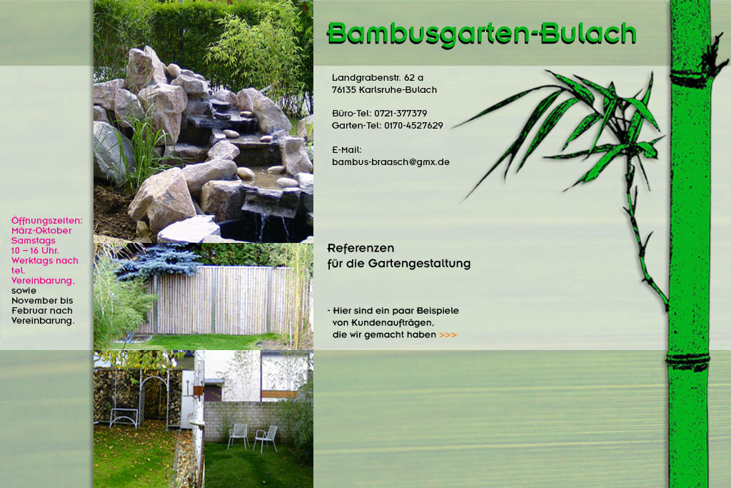 Bambus und Steine im Garten im Bambusgarten-Bulach in Karlsruhe ::: Bambus ::: Stefan Braasch, Landgrabenstr. 62, 76135 Karlsruhe Stadteil Bulach ::: Tel. 0170-4527629